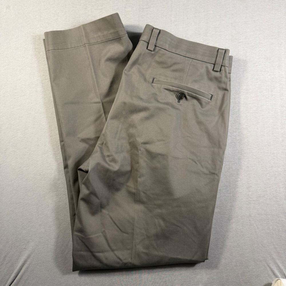 Brooks Brothers Advantage Chino Regular Fit Pants Taupe Gray W34 L30 Stretch